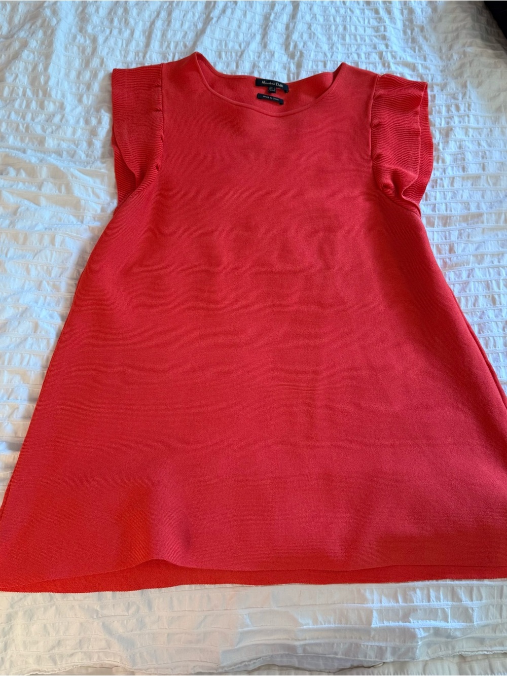 Massimo Dutti Coral Ruffle Sleeve Tank Top